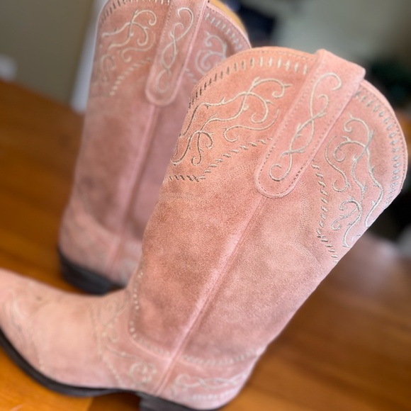 Old Gringo Pink Suede Boots Cowboy Western Embroidered Floral Sz 7.5B Festival - Picture 3 of 13